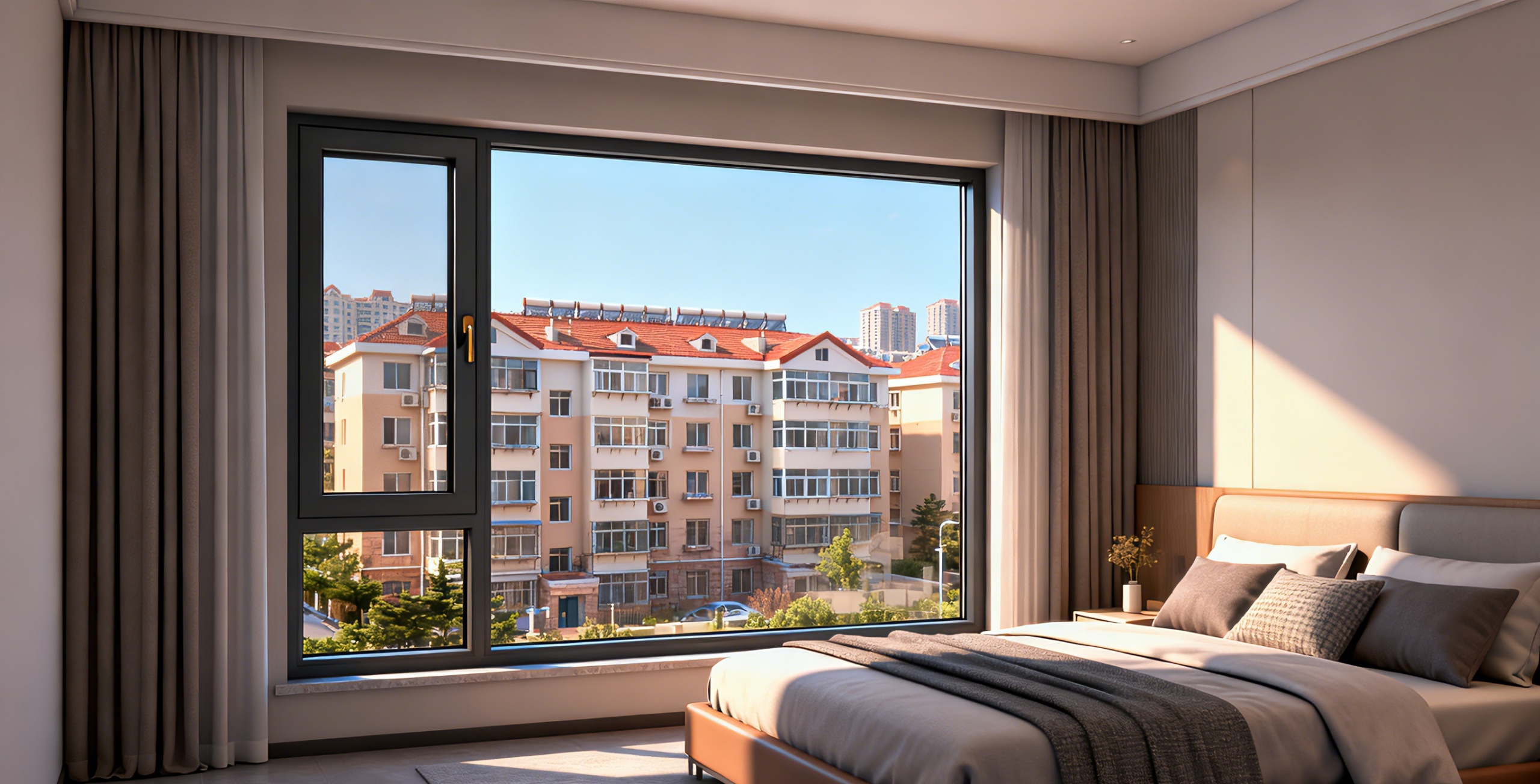 河南洛阳 涧西 东方红汇景城+S88框扇平齐单体系统窗 