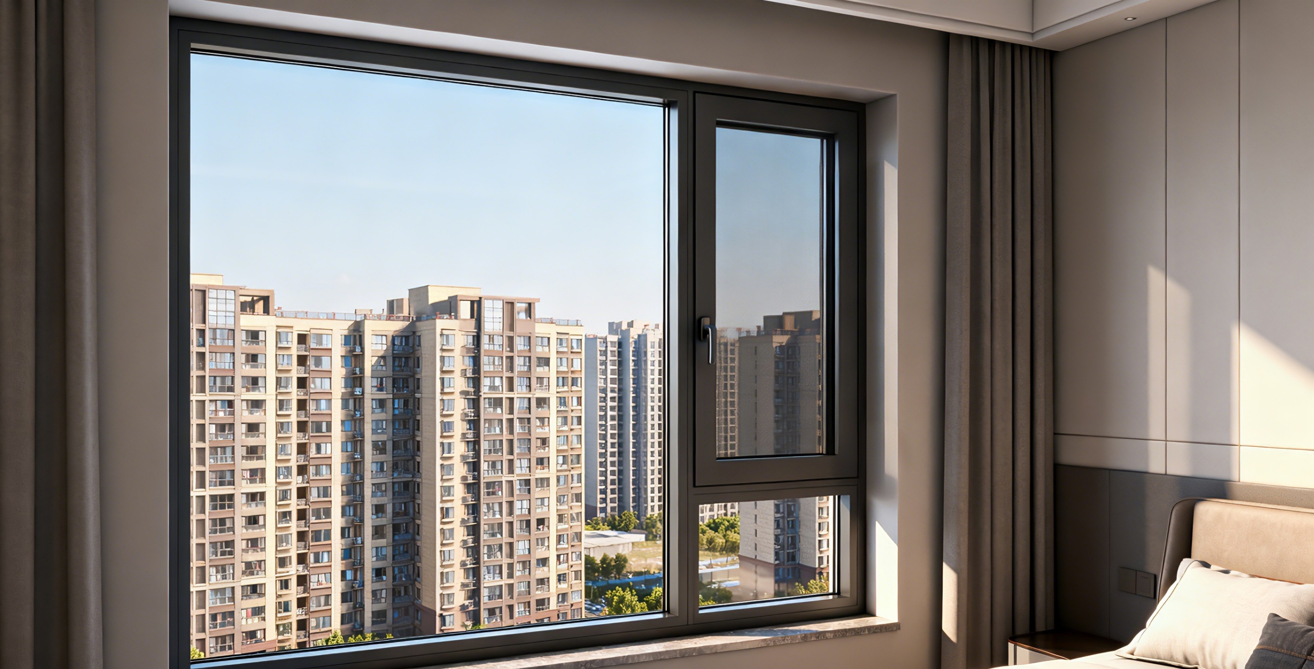 辽宁大连 中山 中海海港城+S78非框扇平齐单体系统窗 